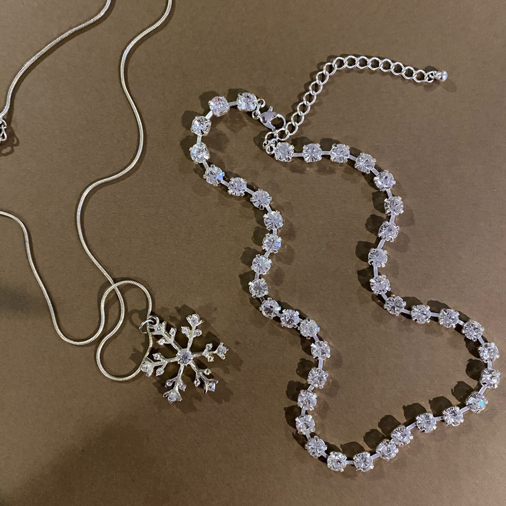 Cubic Zirconia choker, snowflake necklaces